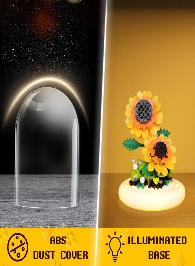 80S Sunflower Building Toy Set, 251 Pieces with Lighted Base, ABS Dust-Proof Shell, DIY Gift for Kids & Adults, Perfect for Mother’s Day, Birthday, Holiday - Creative Educational Building Blocks - Image 3